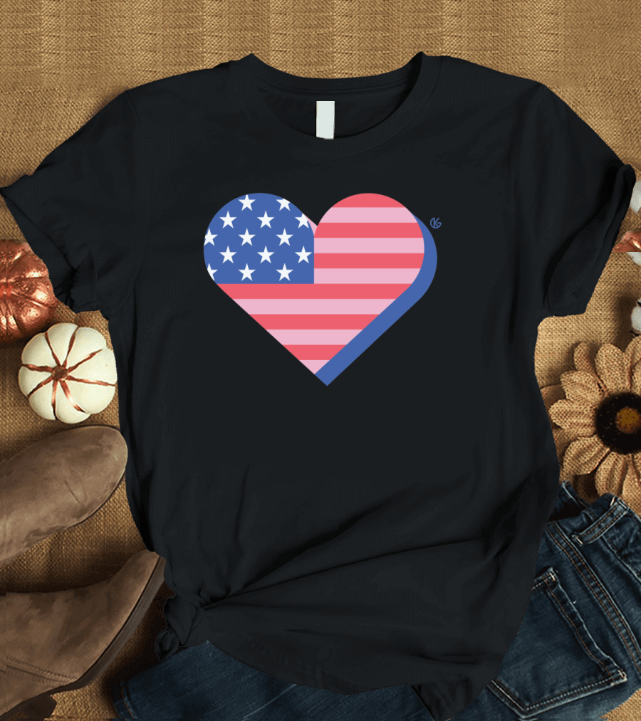 USA Flag Heart T-Shirt