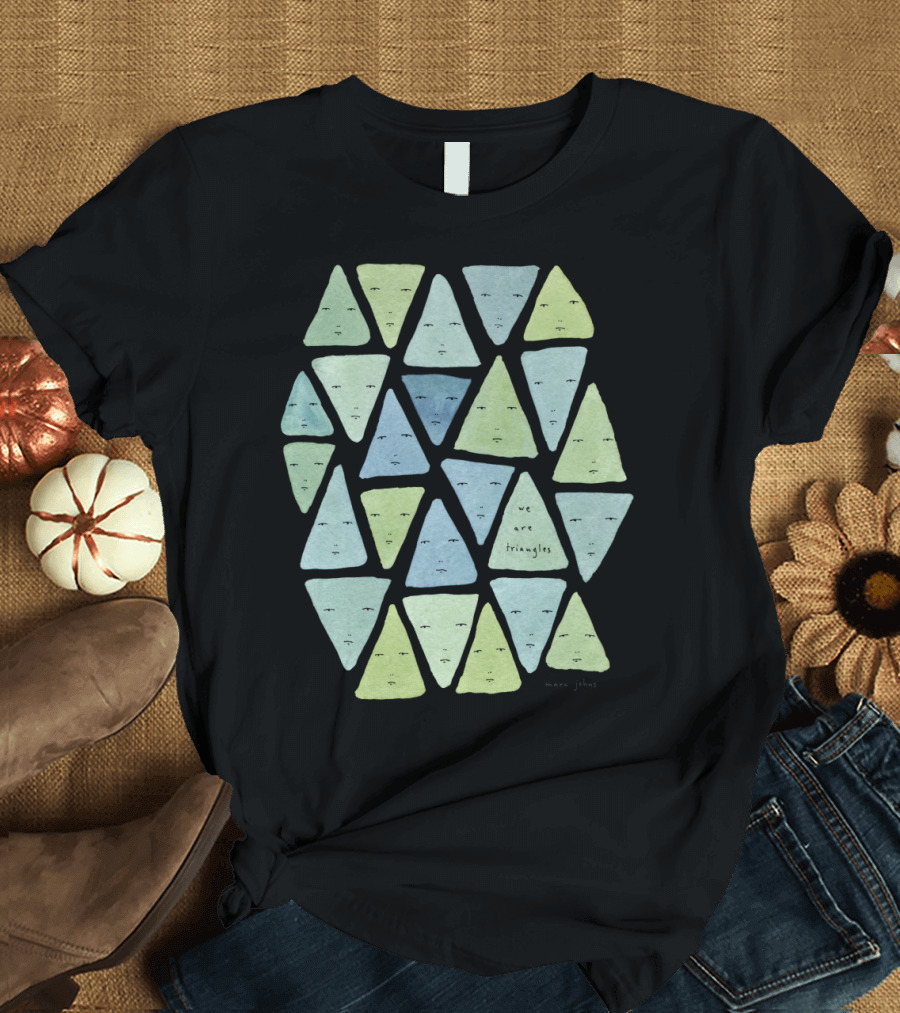We Are Triangles Pattern with Faces in Soft Pastel Colors T-Shirt