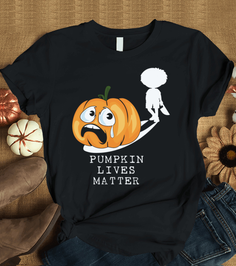 Funny Halloween Pumpkin Costume Pumpkin Lives Matter Cartoon T-Shirt