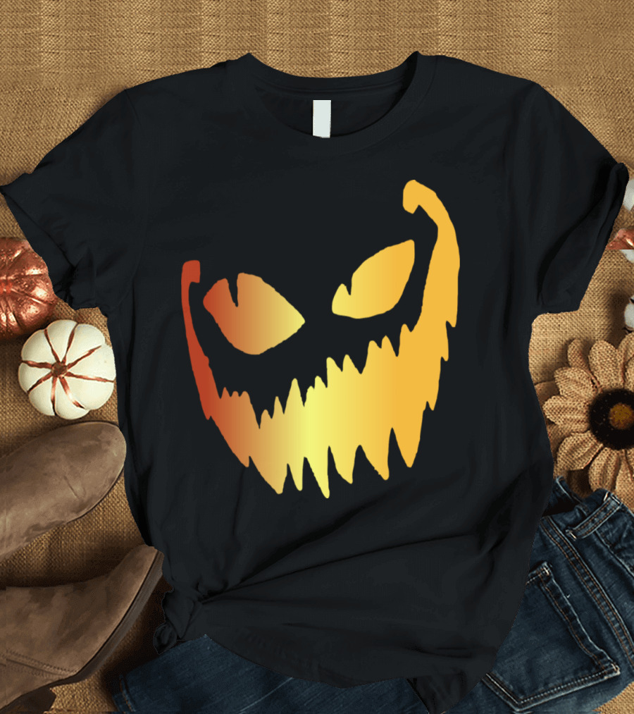 Halloween Grinning Pumpkin with Scary Teeth T-Shirt