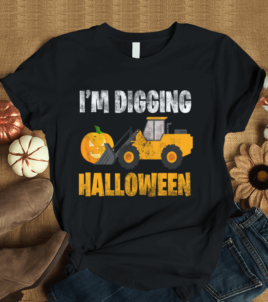 Halloween Pumpkin Spice Excavator Monster I'm Digging Halloween T-Shirt