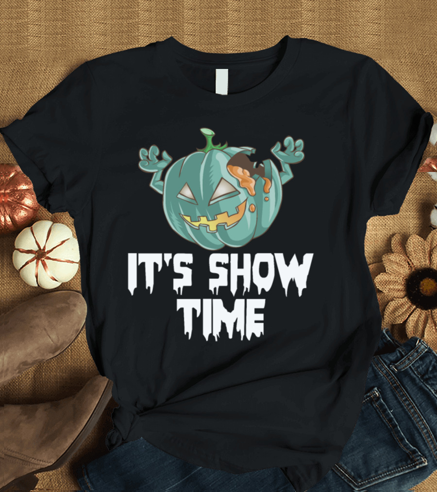 Zombie Pumpkin It's Show Time Halloween T-Shirt