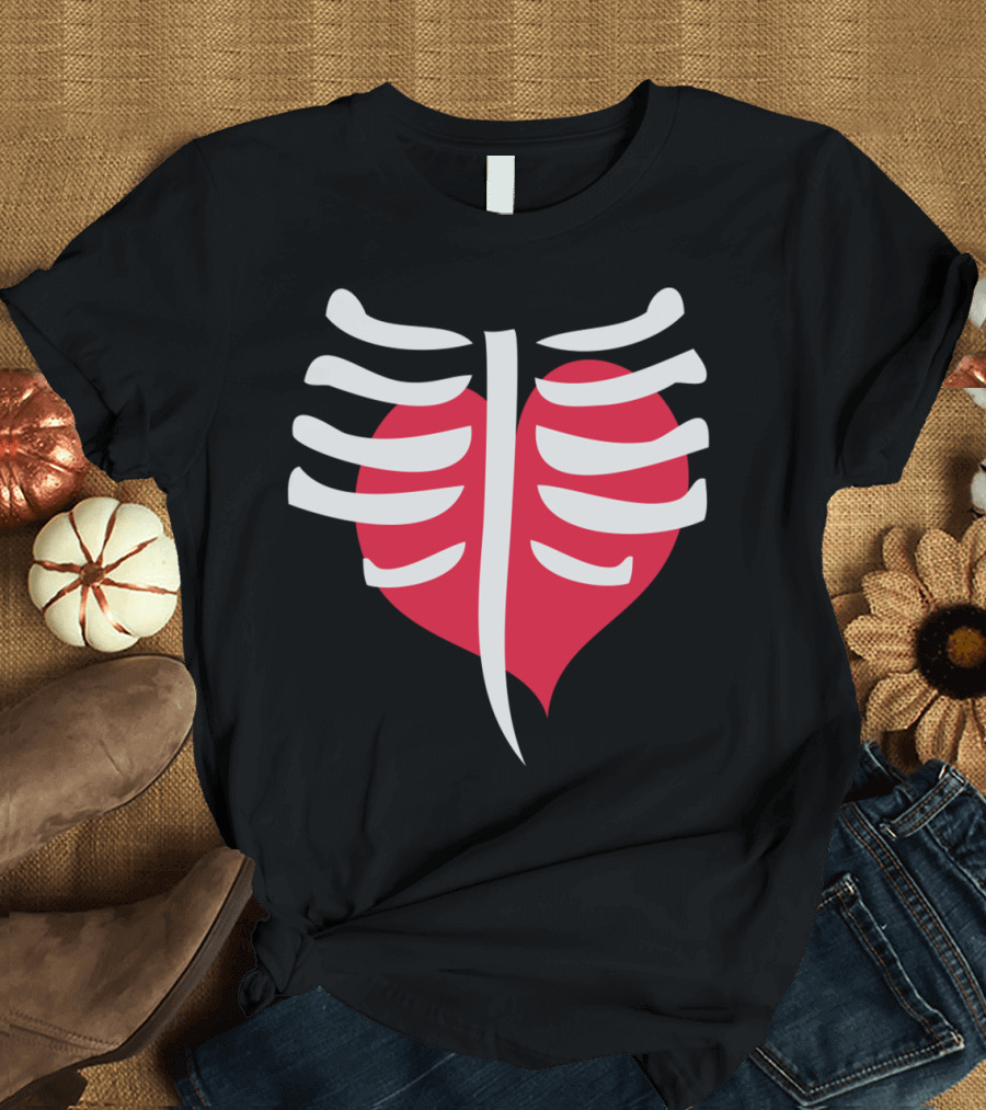 Cool Skeleton Ribs with Heart Inside Skeleton T-Shirt