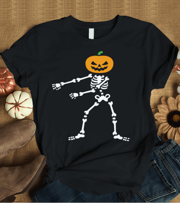 T-Shirt: Pumpkin Head Skeleton Floss Dance Halloween Fun T-Shirt Pumpkin Head Skeleton Floss Dance Halloween Fun T-Shirt