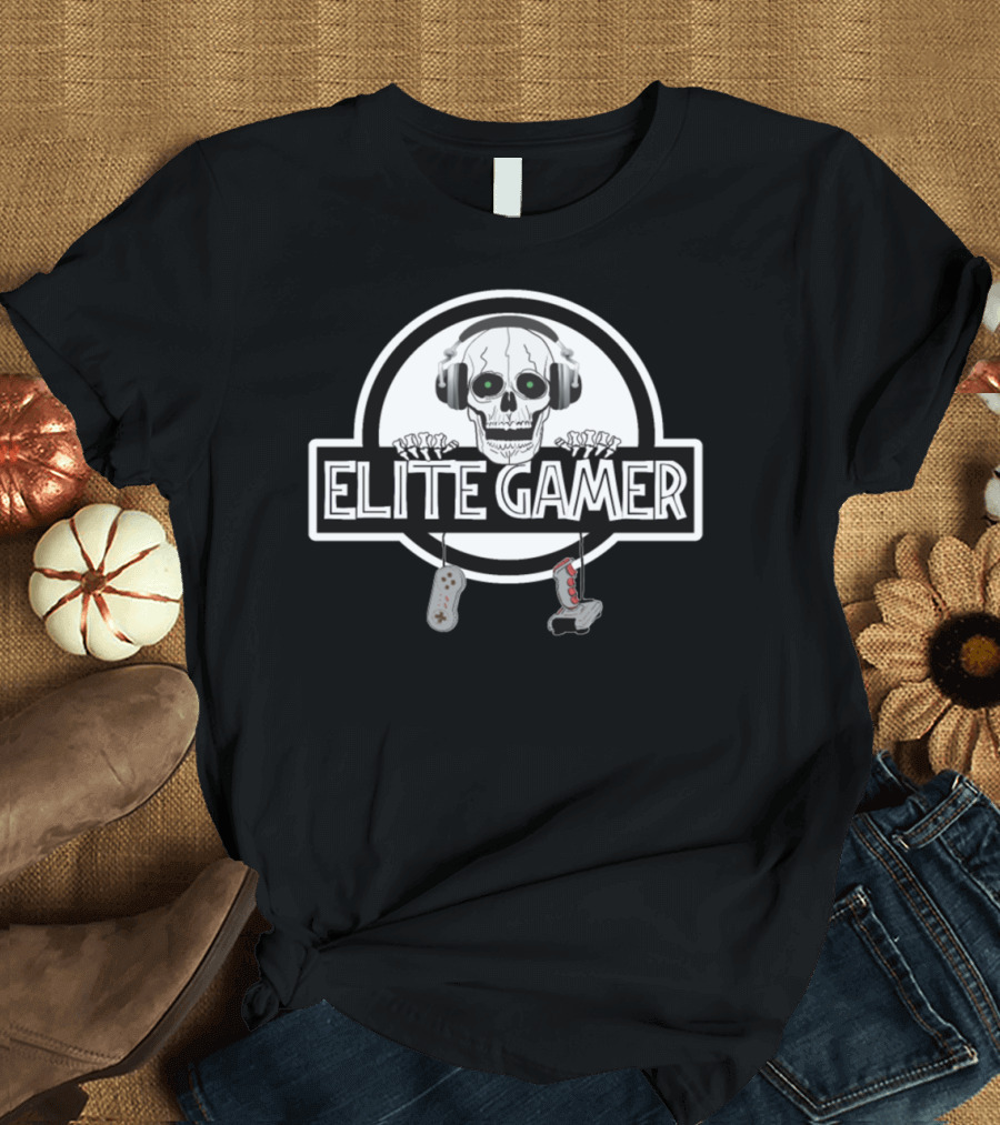 ELITE Gamer Skull Headphones Video Game Controllers T-Shirt