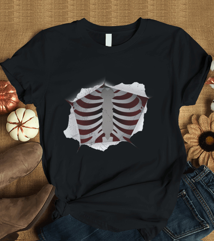 Skeleton Inside Funny Halloween Ribcage Zombie T-Shirt