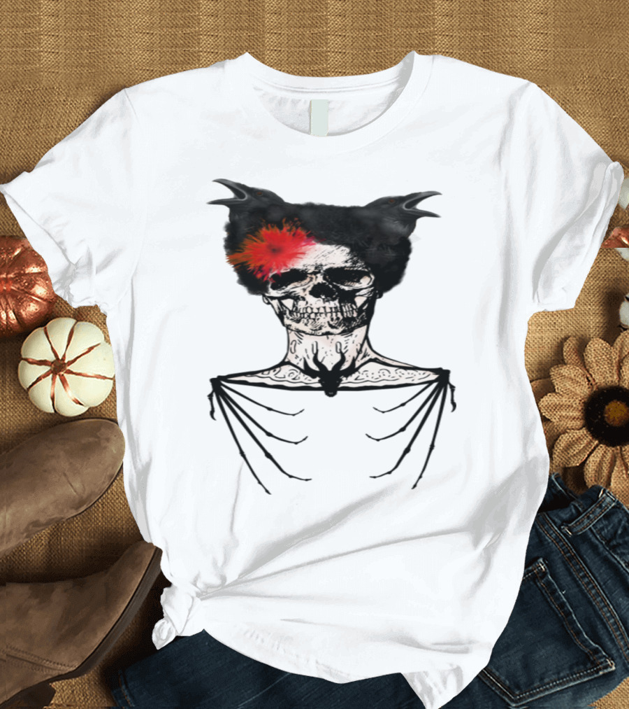 Peggy Sue Ms Skull with Crows and Red Flower T-Shirt
