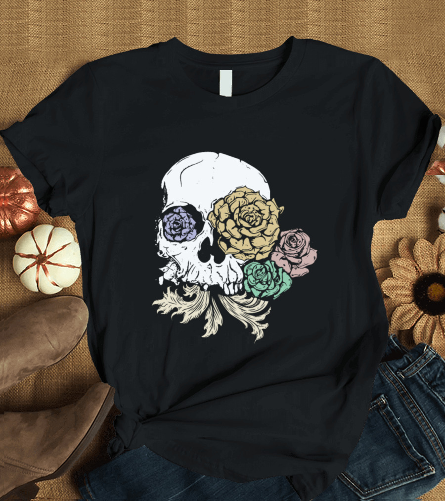 Skull Bloom Succulent Roses T-Shirt