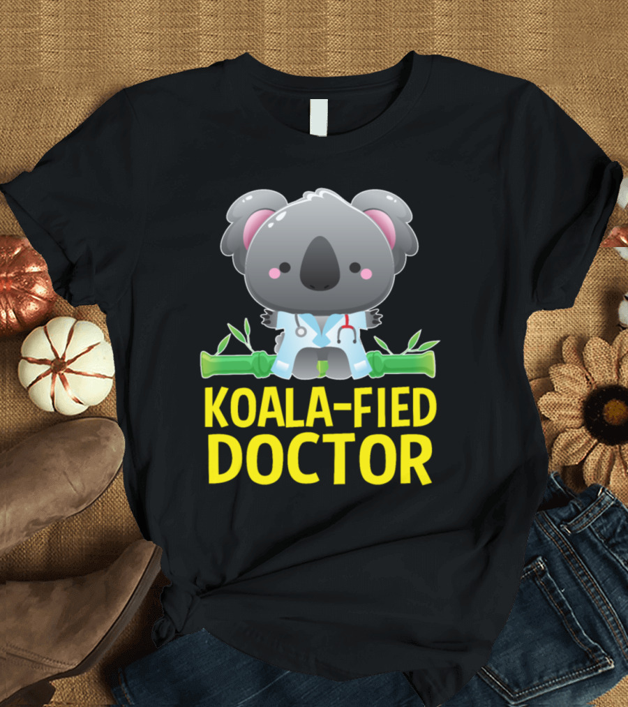 Koala-Fied Doctor Pun with Koala in Medical Attire on Bamboo T-Shirt