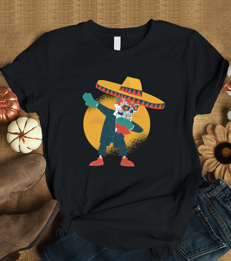 Skull Dabbing Sombrero Cinco De Mayo T-Shirt