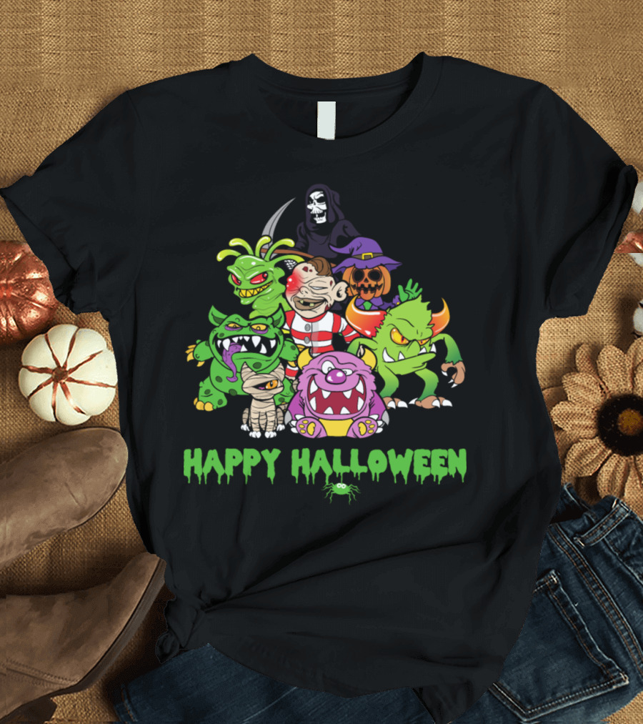 Happy Halloween Monster Zombie Horror Pumpkin Bone Creepy Creatures T-Shirt