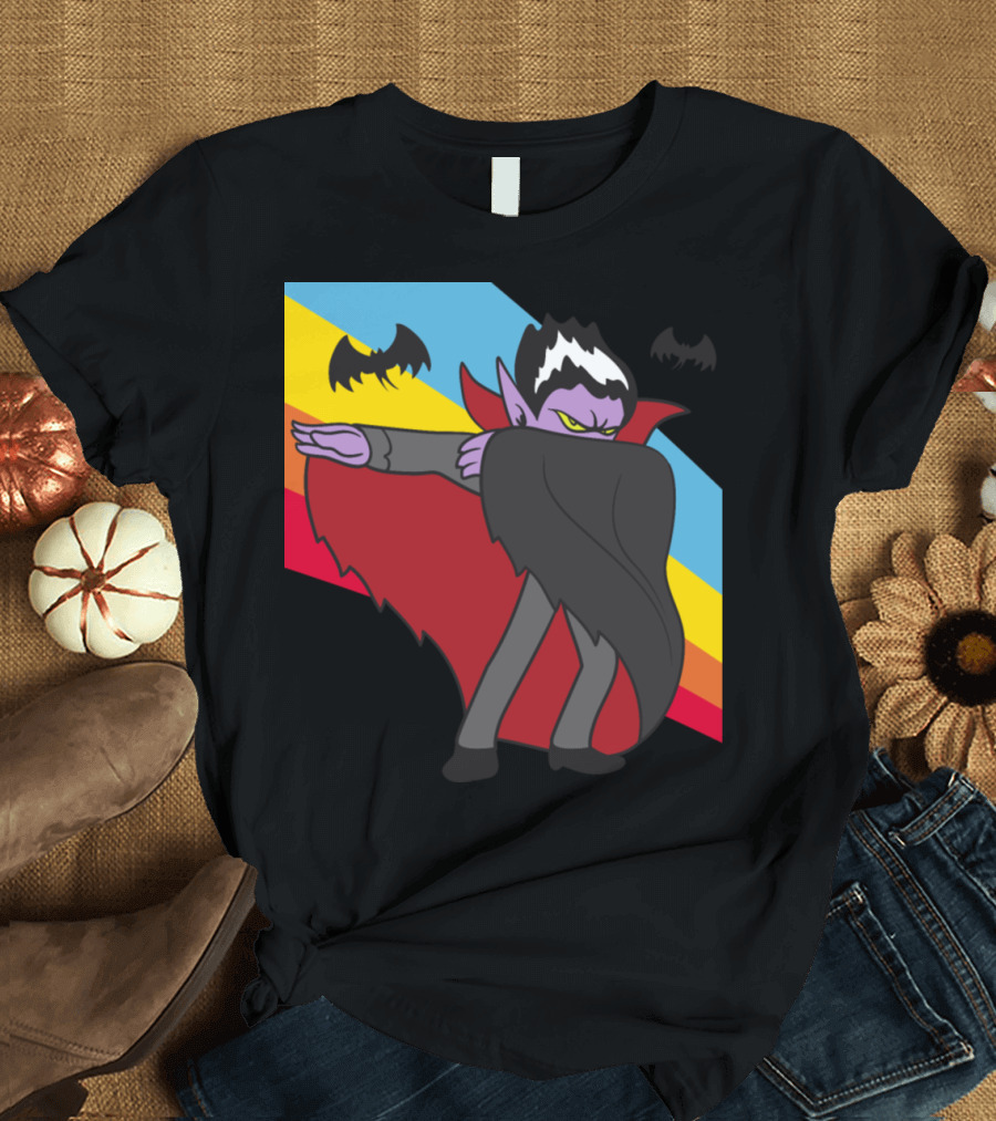 Retro Vintage Dabbing Vampire Halloween Monster with Bat T-Shirt
