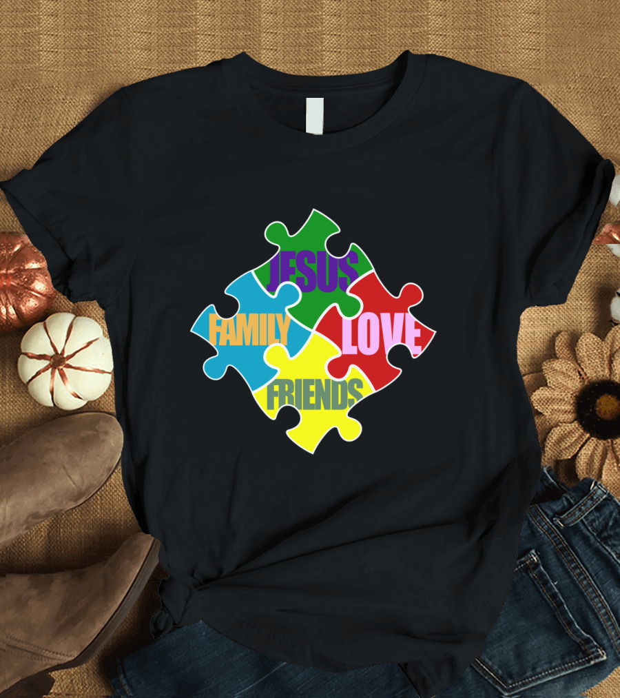 All That I Need Jesus Family Friends Love Puzzle Pieces T-Shirt