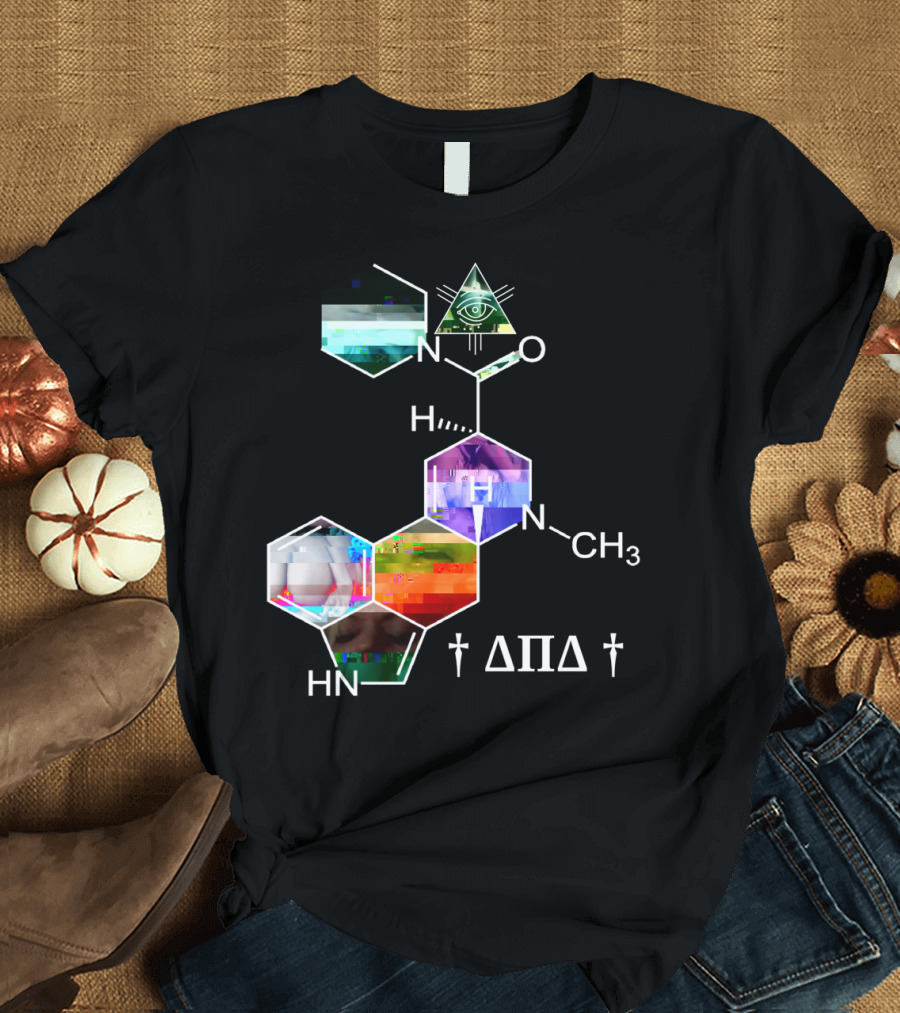 Psychedelic Glitch Molecule Illuminati All-Seeing Eye ΔΠΔ T-Shirt