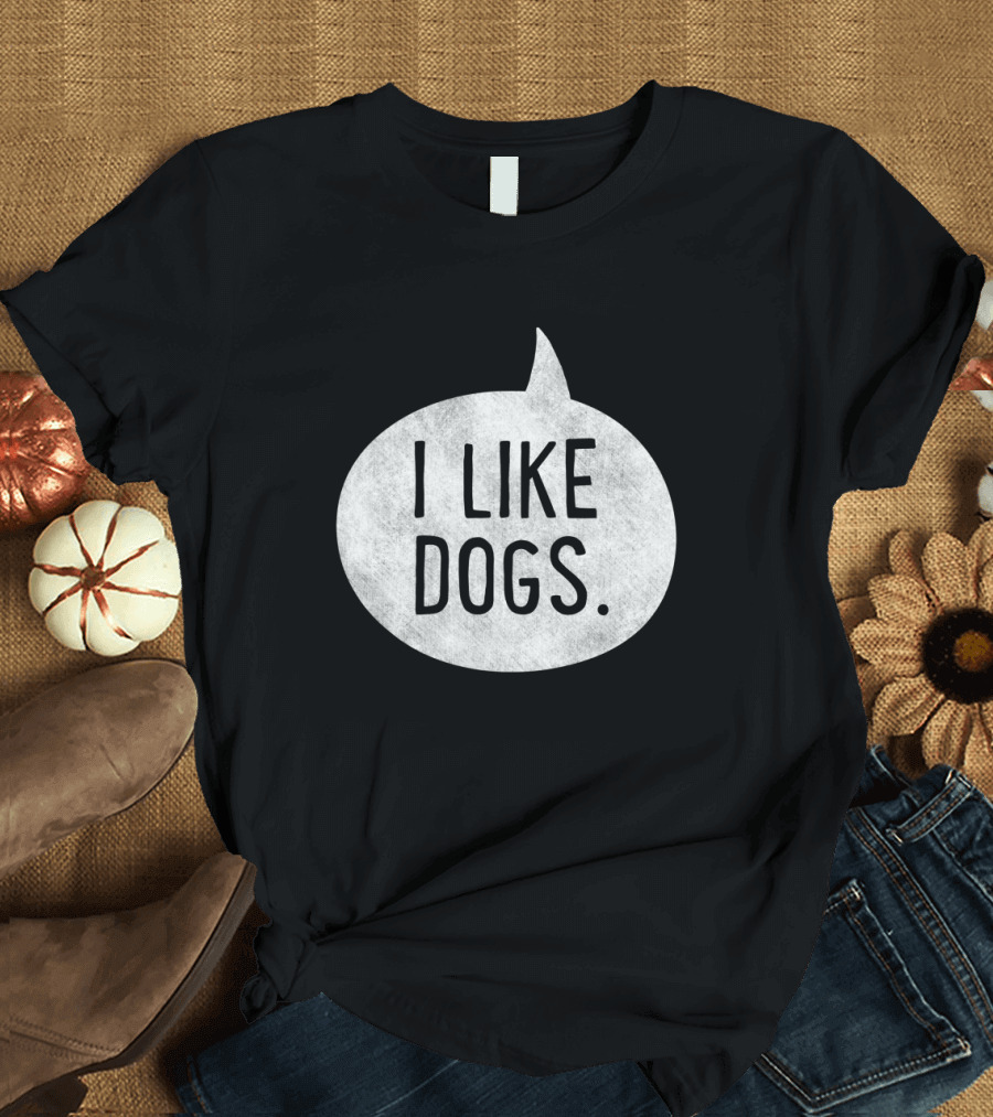 I Like Dogs Speech Bubble Design Black T-Shirt