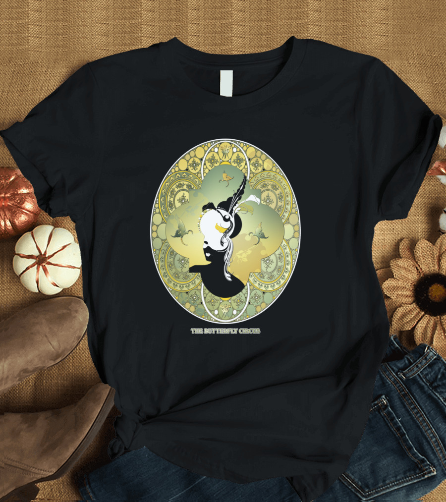 The Butterfly Circus Lily Art Nouveau Silhouette and Ornamental T-Shirt