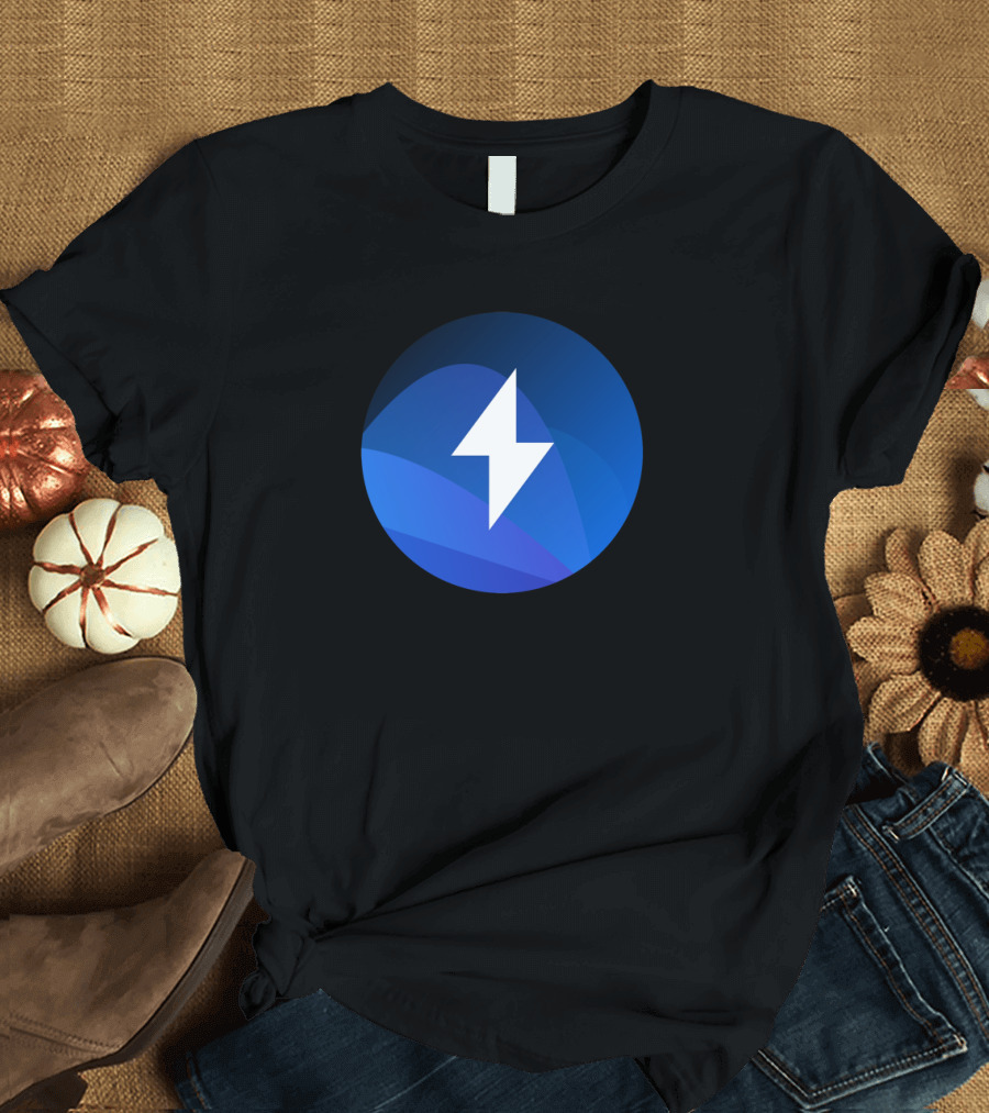Backstage Circle Abstract Blue Icon with White Lightning Bolt T-Shirt