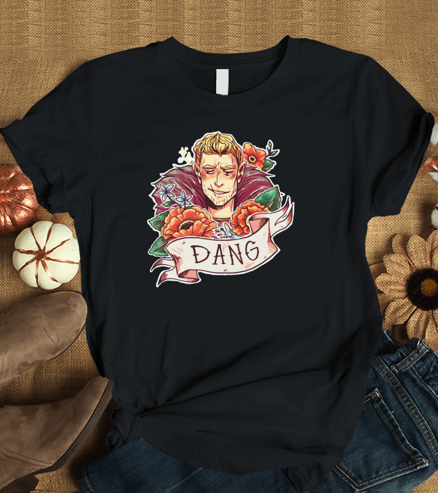 Dang Floral Portrait Commander with Vibrant Flowers T-Shirt