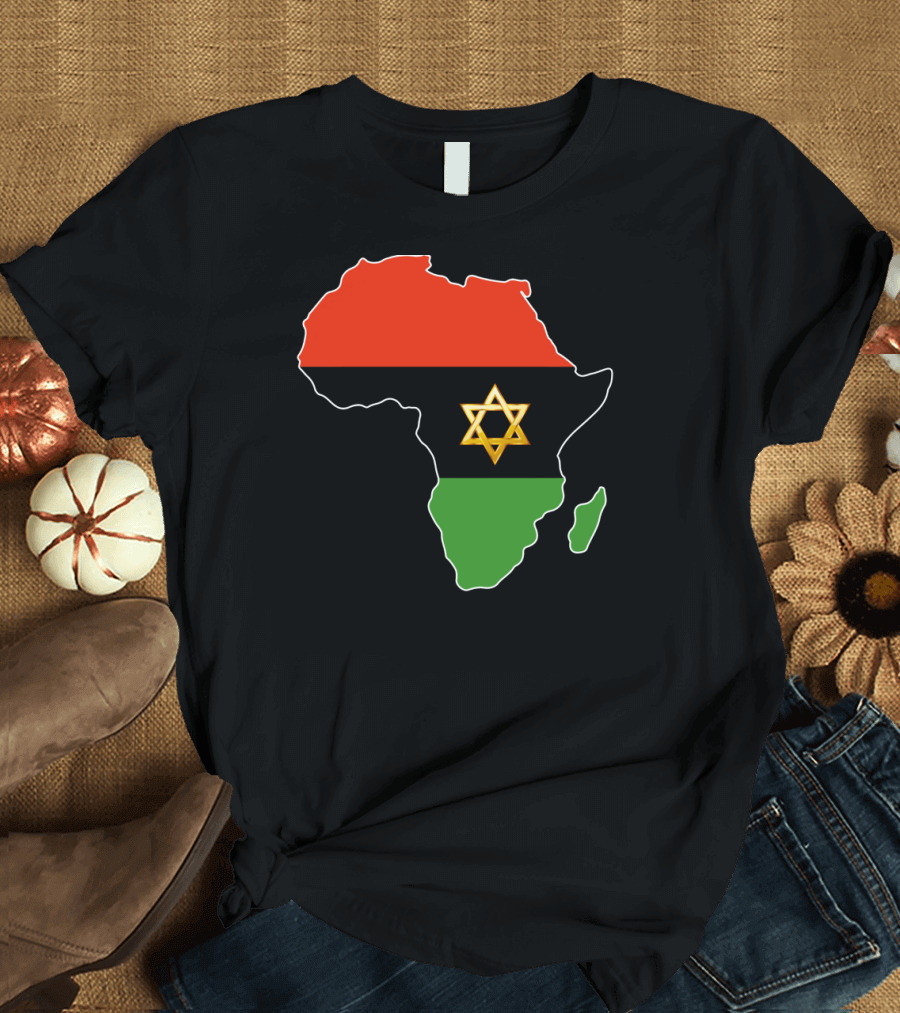 Kwanzaa Day African Map with Pan-African Colors and Star T-Shirt