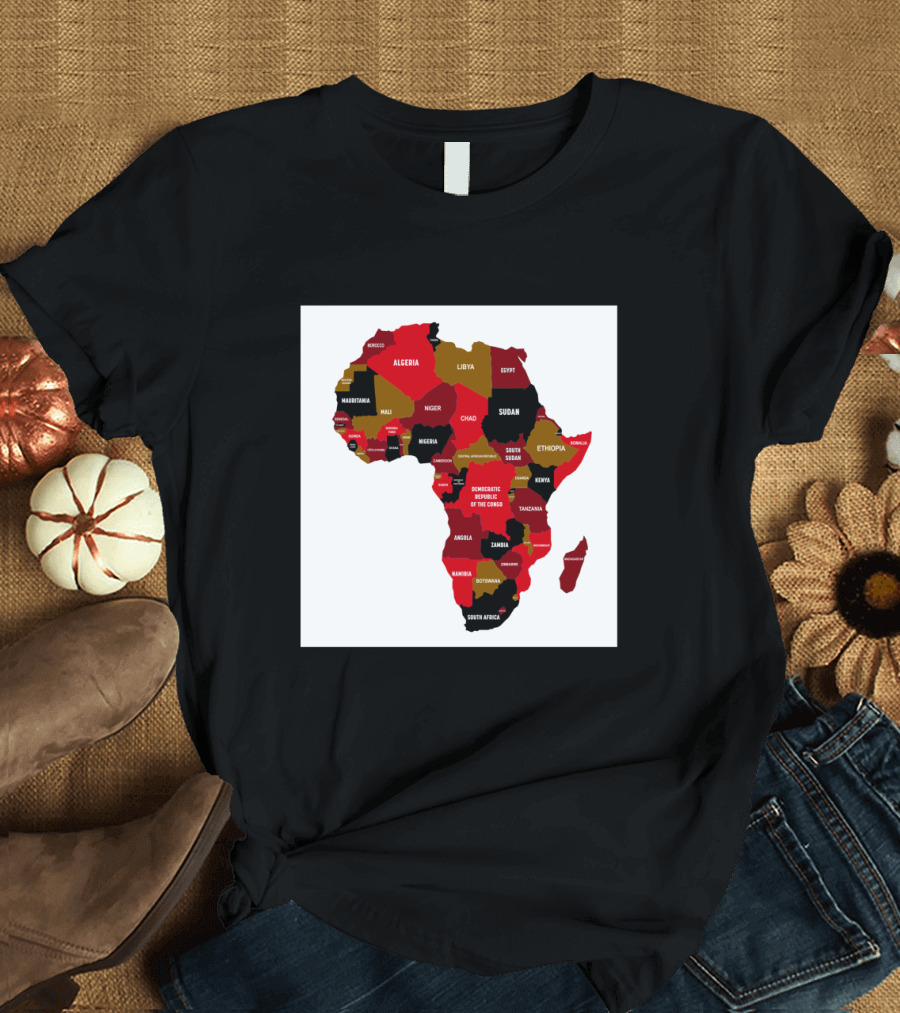 Africa Map Highlighting Country Names Display T-Shirt