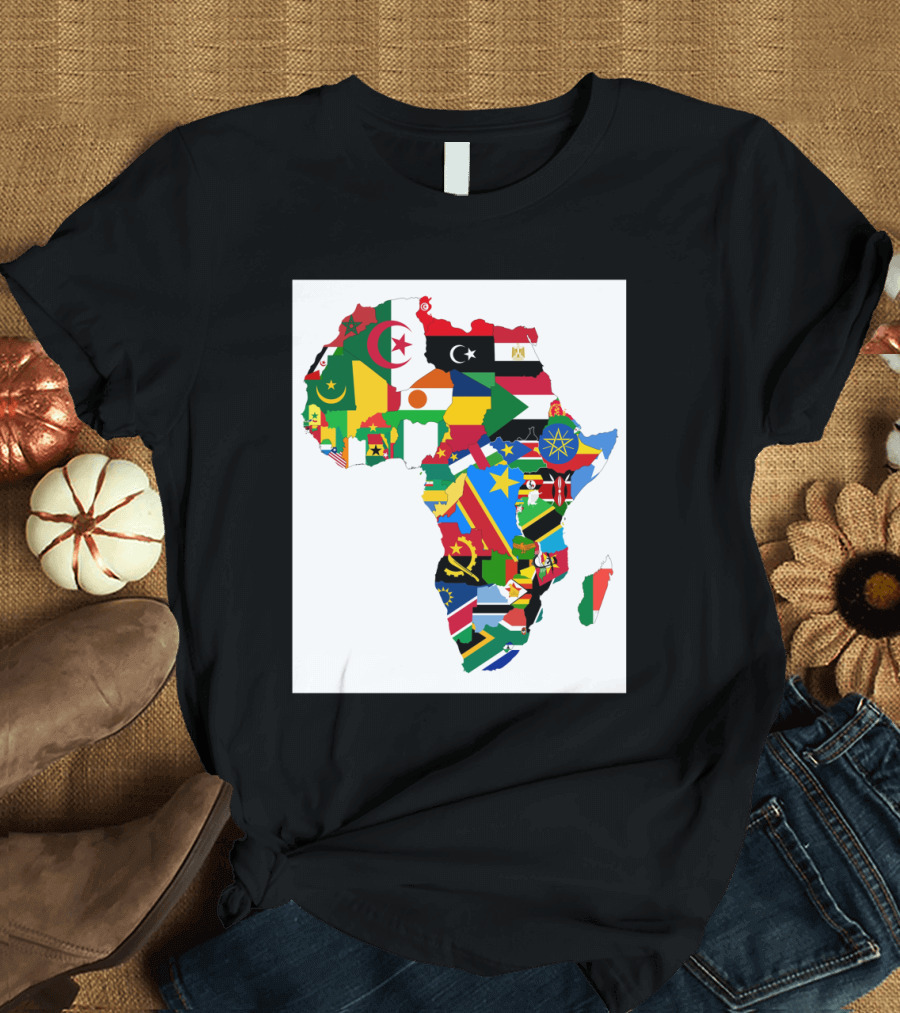Flags of the African Continent Map Collage T-Shirt