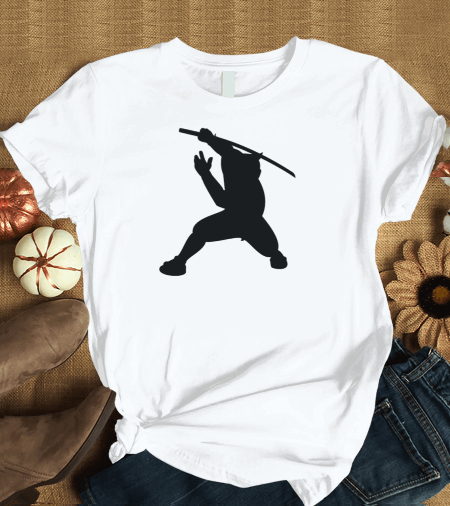 Dynamic Samurai Swordsman Silhouette with Raised Katana T-Shirt