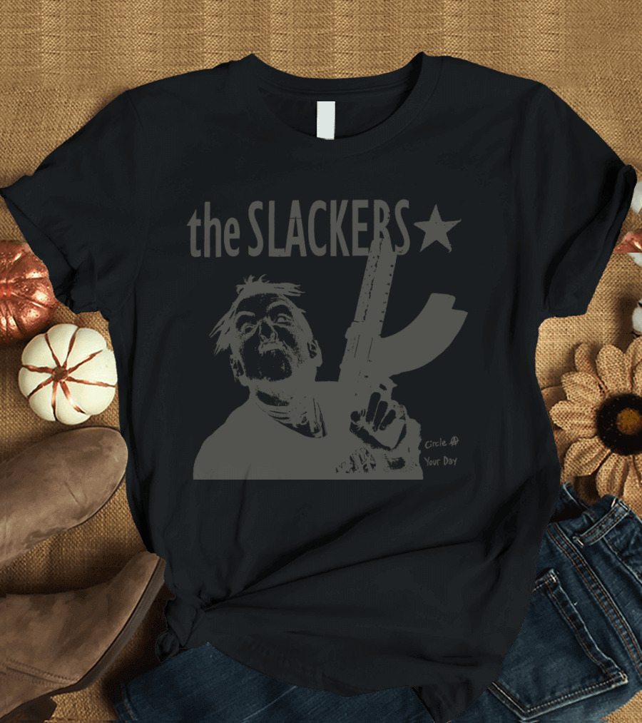 The Slackers Star Graphic with Man Holding Rifle and Circle At Your Day T-Shirt