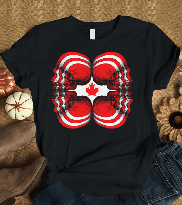T-Shirt: Skull Mirror Pattern Canada Flag T-Shirt Skull Mirror Pattern Canada Flag T-Shirt