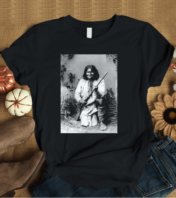T-Shirt: Apache Chief Geronimo Historical Photograph with Rifle T-Shirt Apache Chief Geronimo Historical Photograph with Rifle T-Shirt