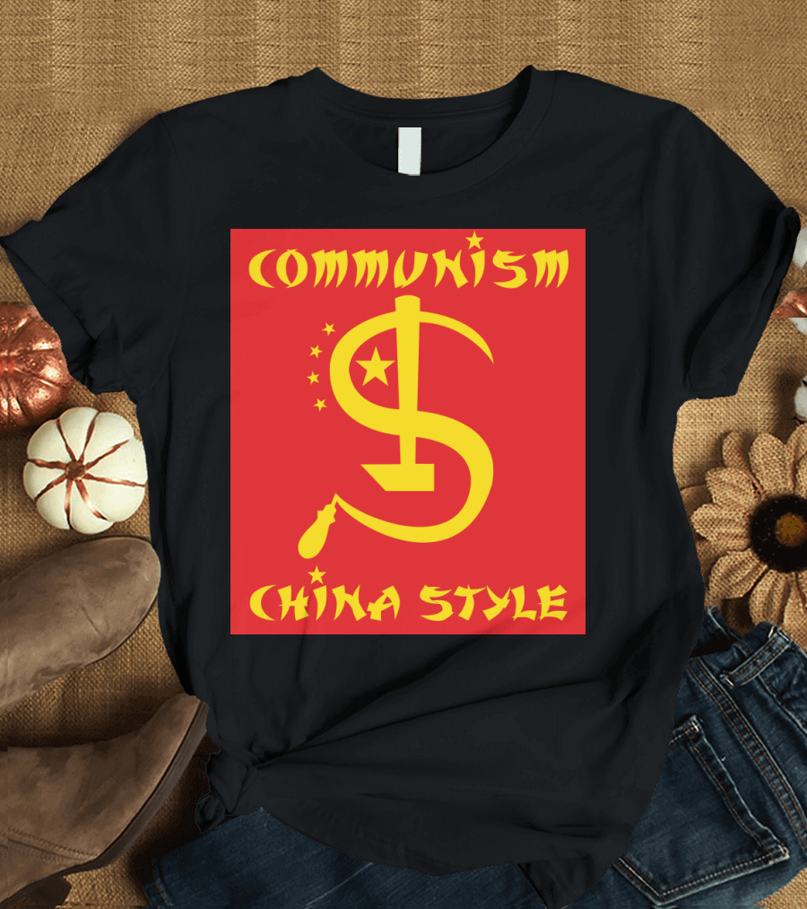 Communism China Style Dollar Sickle Red and Yellow T-Shirt