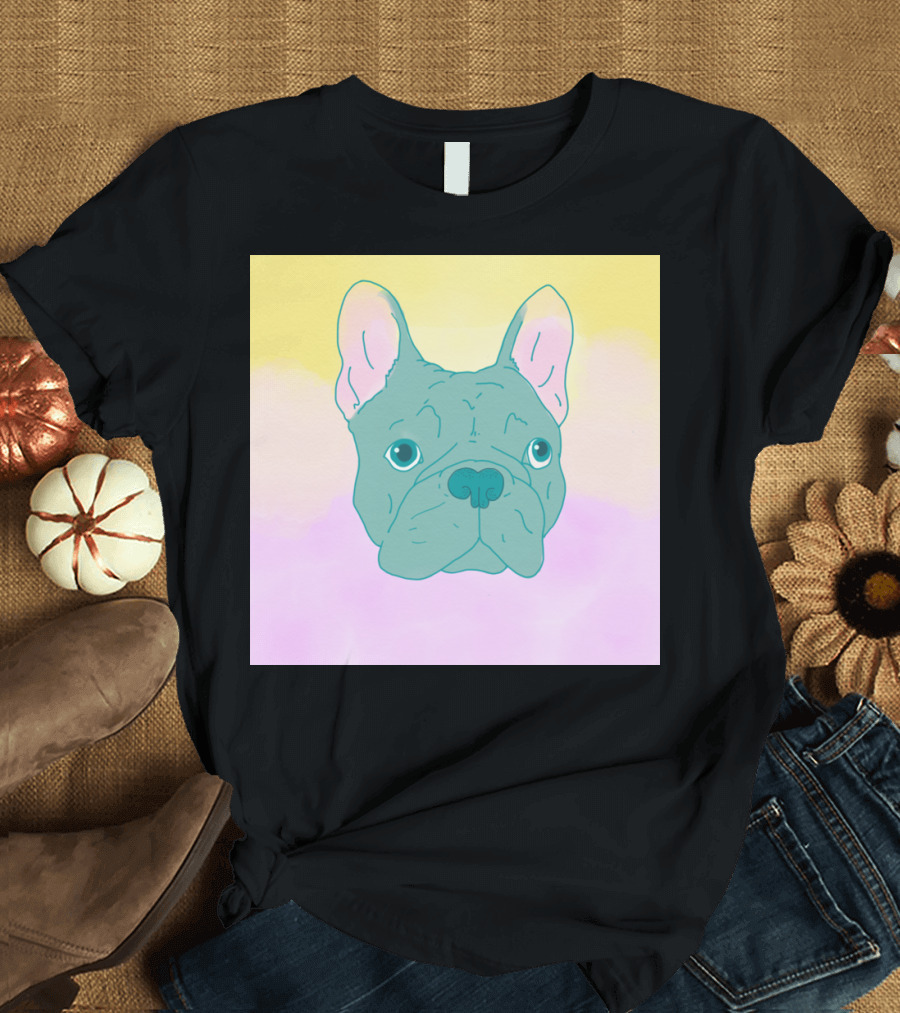 Charming Pastel French Bulldog on Soft Gradient Background T-Shirt