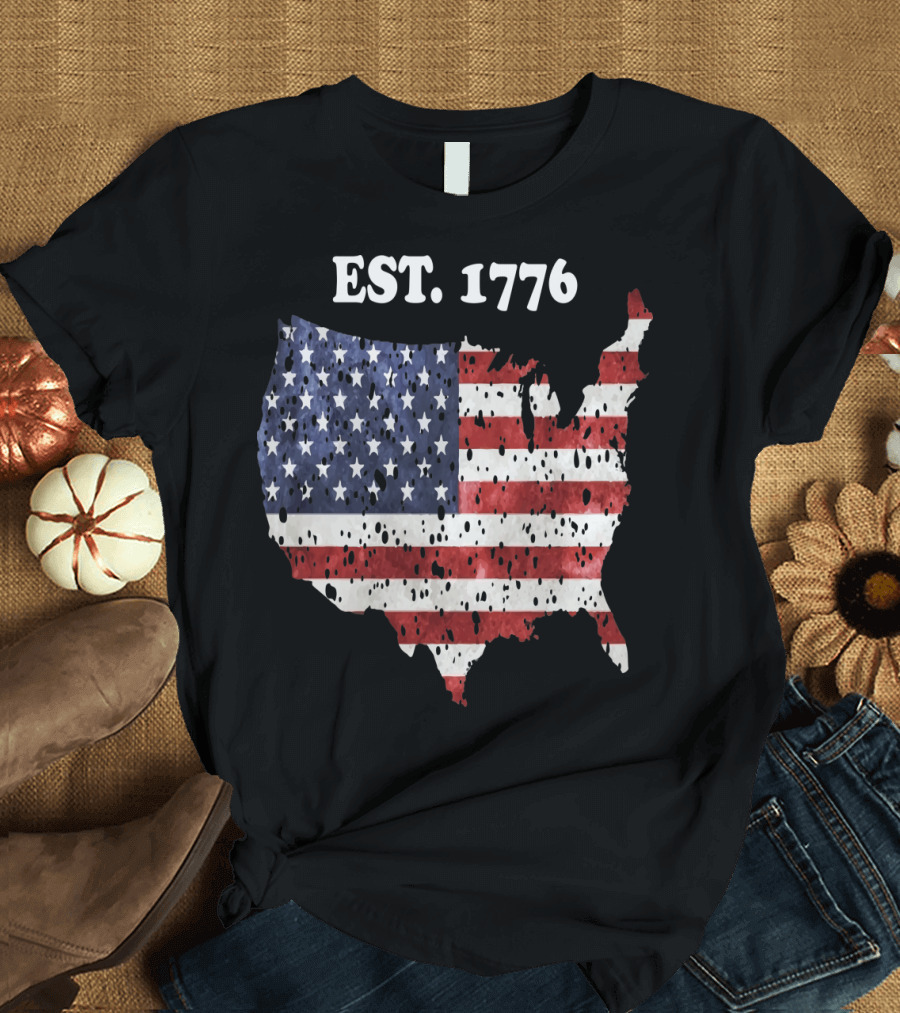 Est. 1776 United States Flag Map T-Shirt