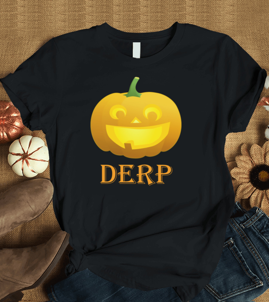 Derp Pumpkin Happy Face Halloween T-Shirt