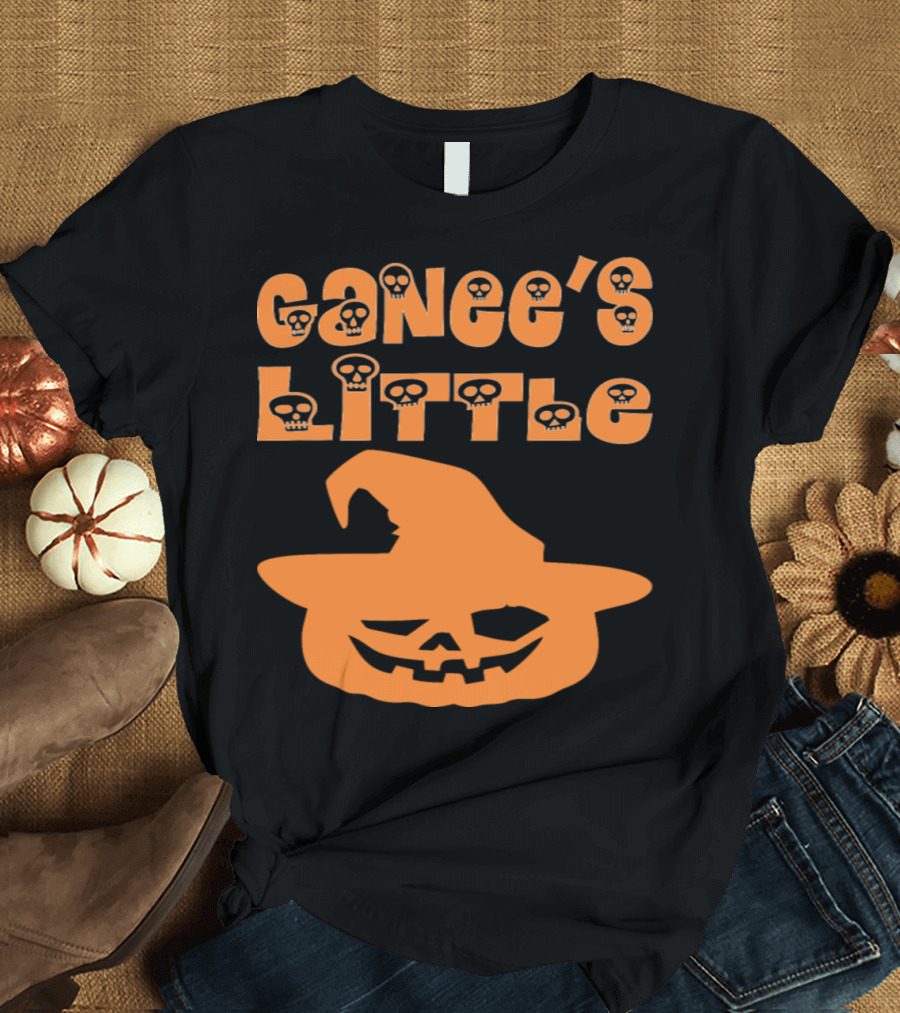 Ganees Little Pumpkin Halloween Skull Lettering Jack-O'-Lantern T-Shirt