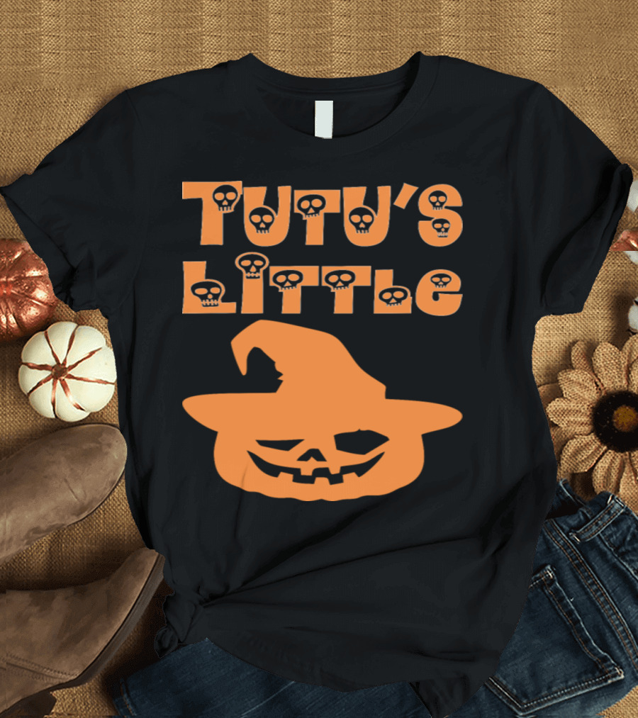 Tutu's Little Halloween Pumpkin with Skull Accents T-Shirt