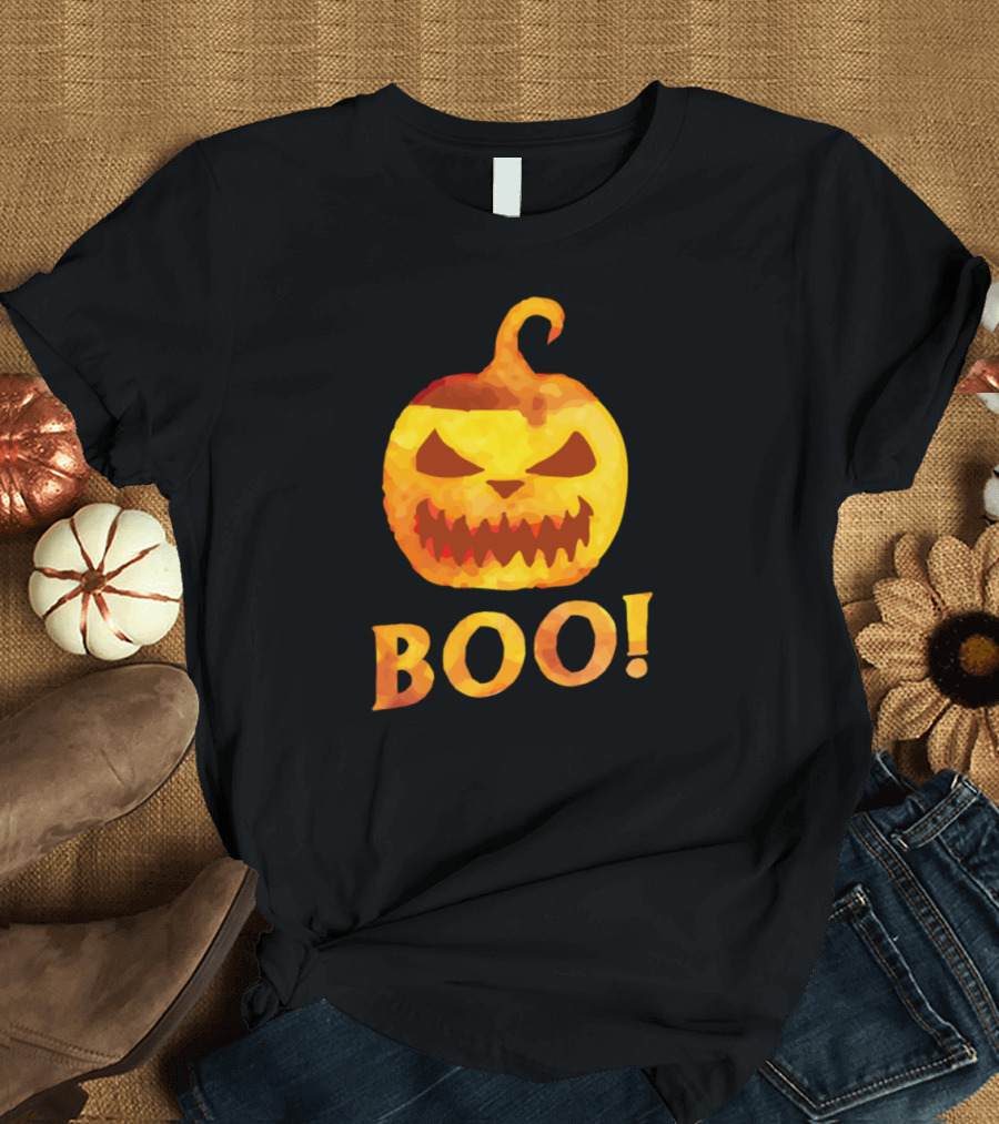 Halloween Pumpkin Boo Jack-O'-Lantern Face Spooky Boo T-Shirt