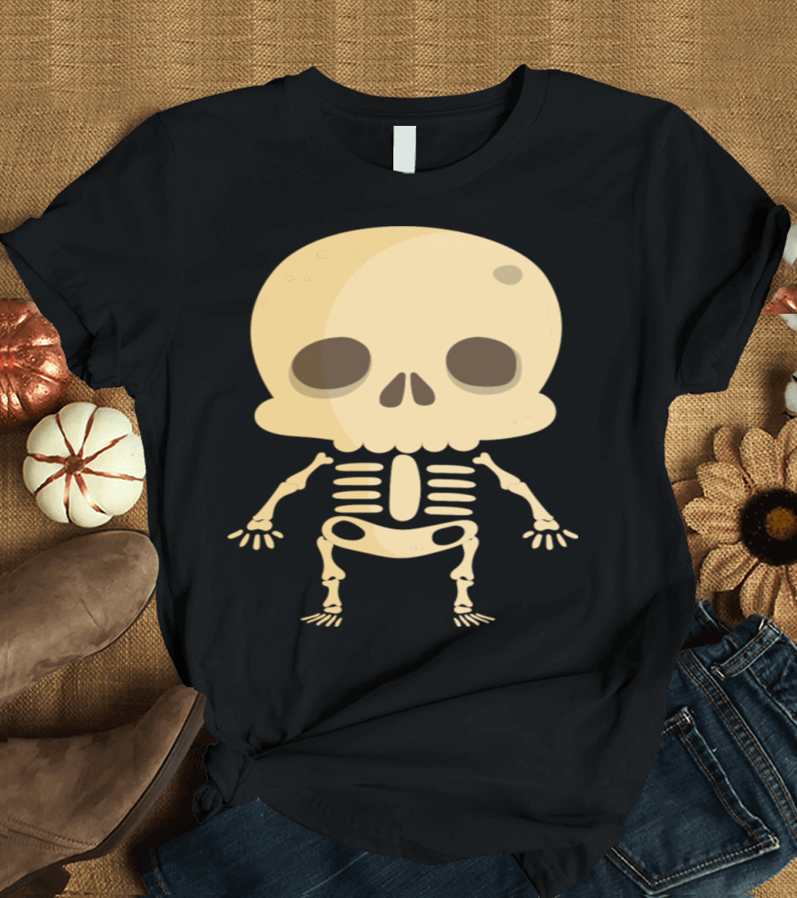 Baby Skeleton Cartoon Monster Kids Vector Image Halloween Cute Spooky T-Shirt
