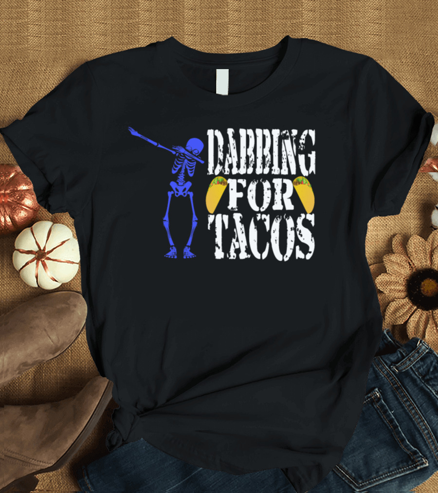 Blue Skeleton Dabbing for Tacos Halloween T-Shirt