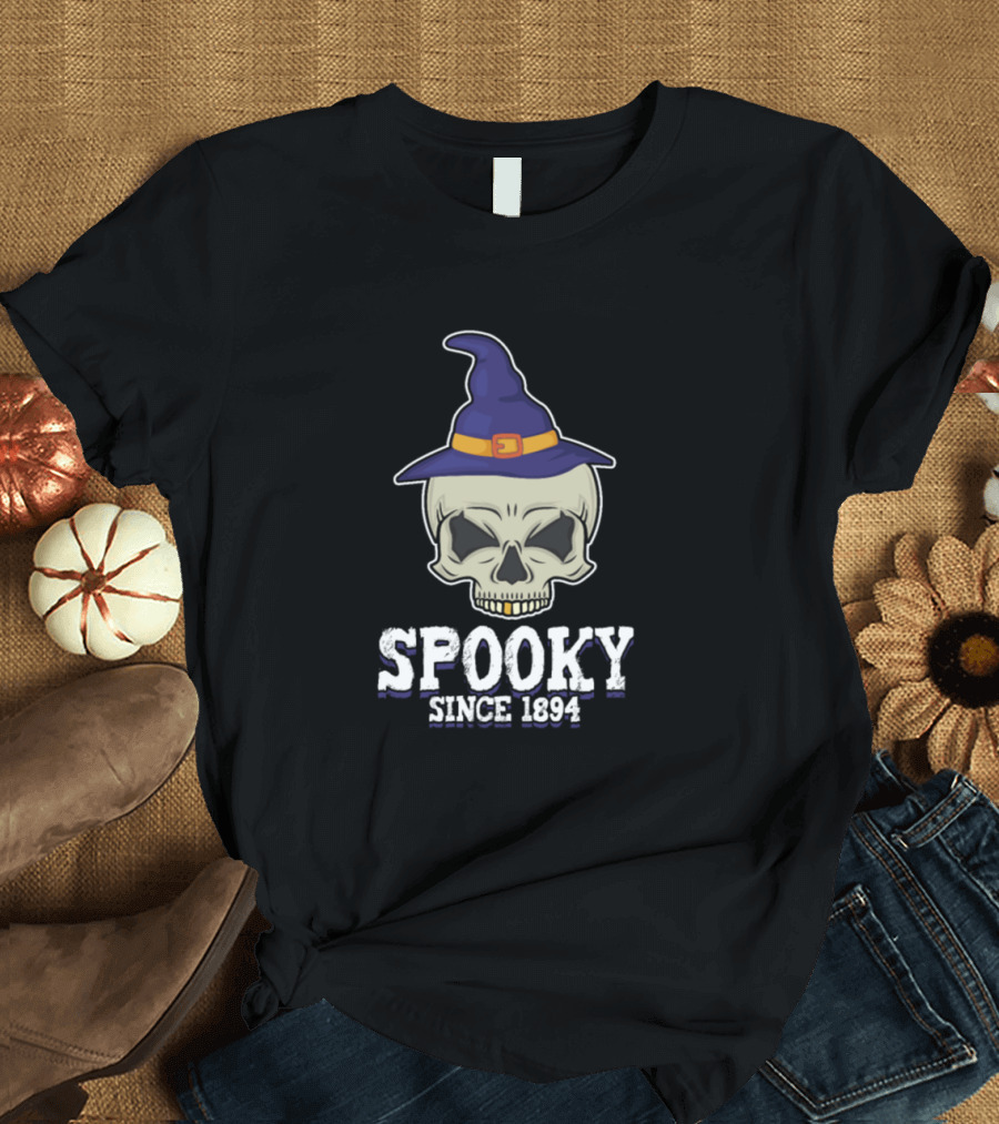 Spooky Skull Witch Hat Since 1894 Halloween Party T-Shirt