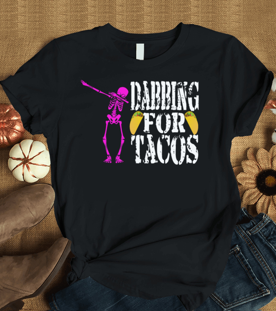 Dabbing for Tacos Pink Skeleton Halloween T-Shirt