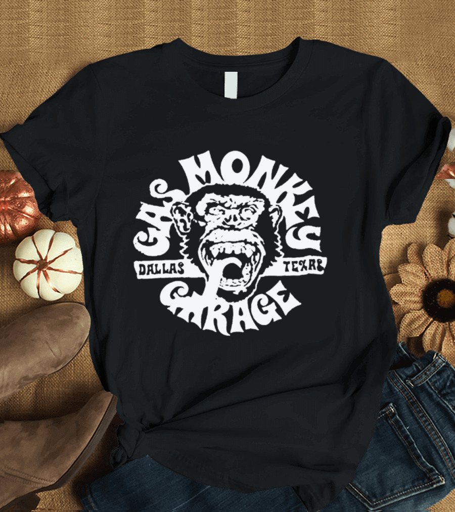 Gas Monkey Garage Dallas Texas Monkey Logo Black Color T-Shirt