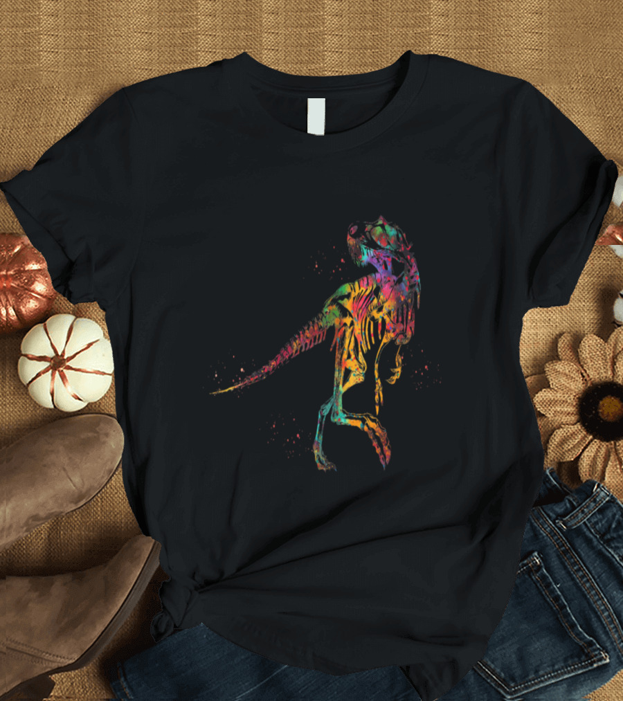 Tyrannosaurus Skeleton Multicolor Abstract T-Shirt