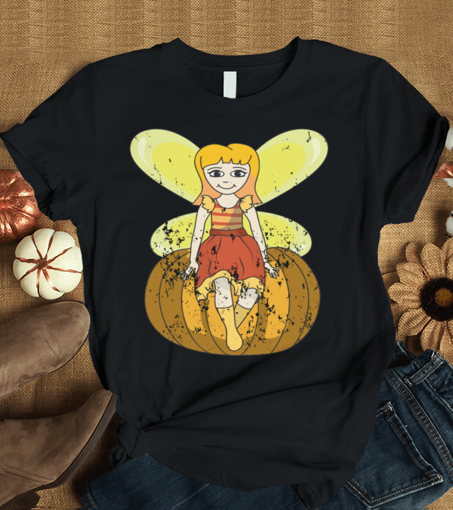 Retro Vintage Grunge Style Halloween Pumpkin Fairy Girl T-Shirt