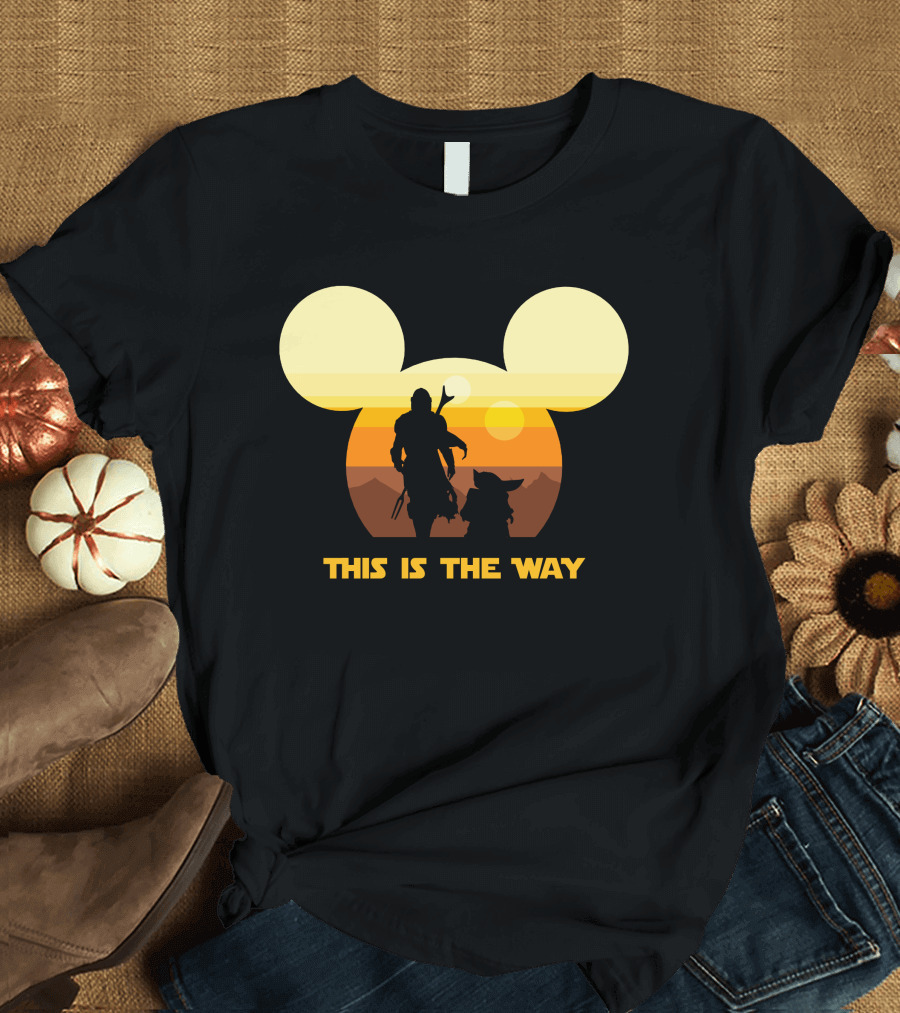 Mickey Star Wars Sunset This Is The Way Mandalorian T-Shirt