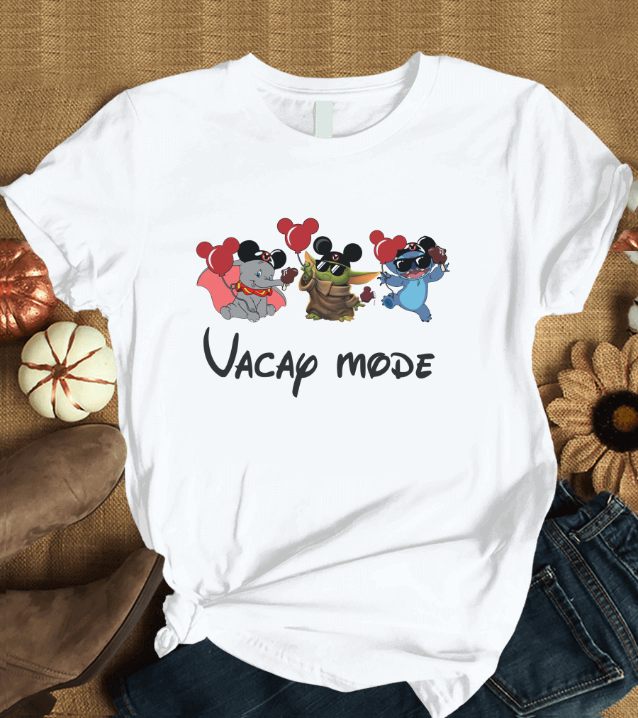 Yoda Stitch Dumbo Mickey Ears Vacay Mode Balloons T-Shirt