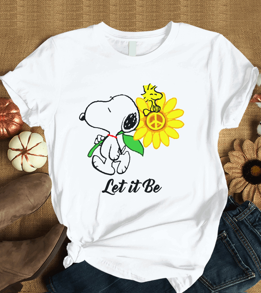 Let It Be Snoopy Woodstock Sunflower Peace T-Shirt
