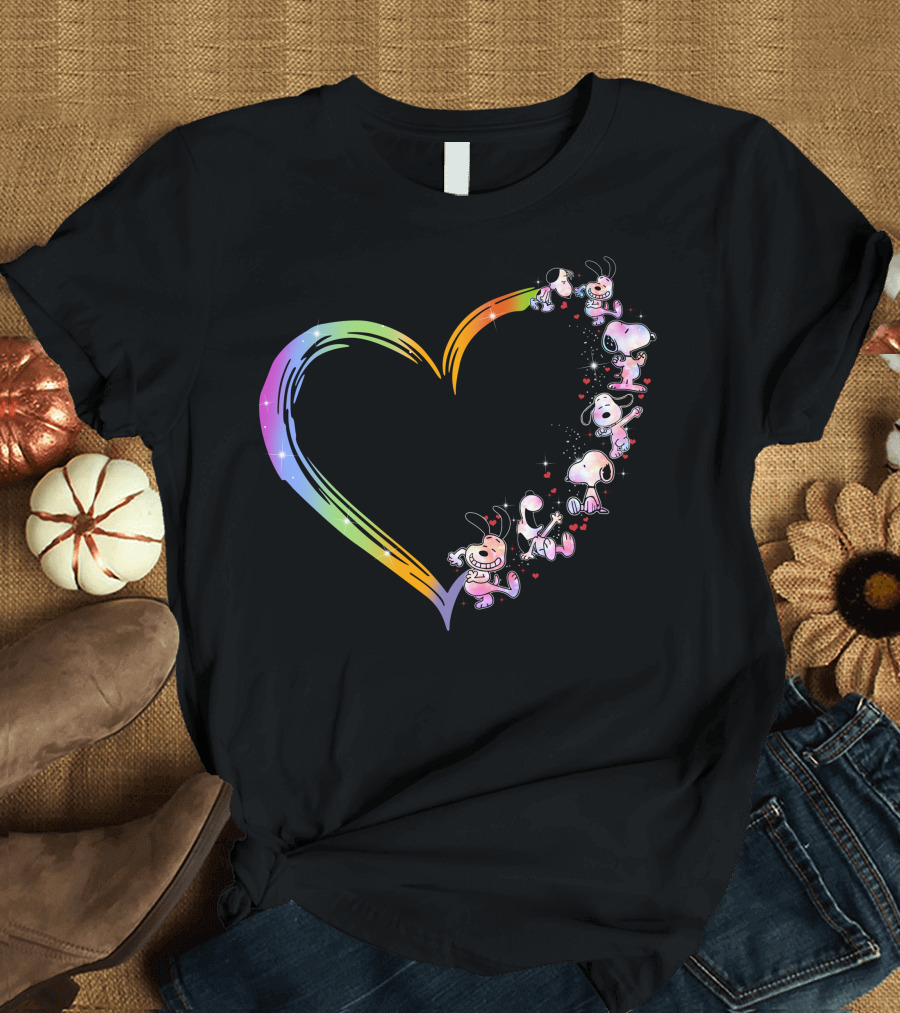 PN Heart Rainbow Cartoon Characters T-Shirt