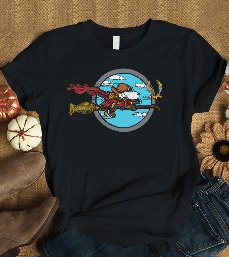 Skyward Wizard Flying Ace with Golden Snitch Chase T-Shirt