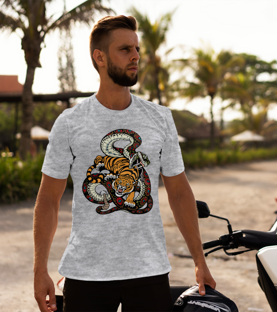 Tiger And Snake Fierce Battle T-Shirt