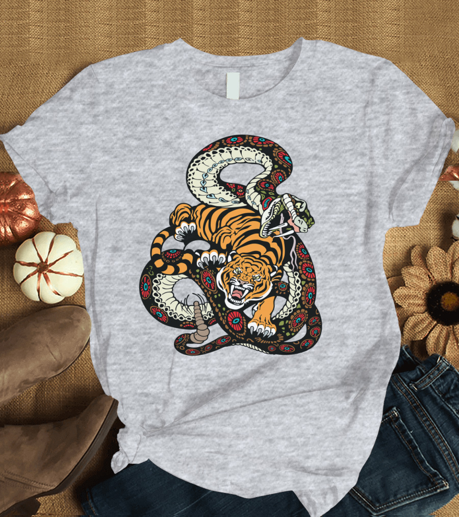 Tiger and Snake Fierce Battle T-Shirt